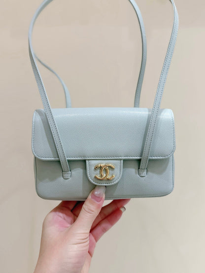 Chanel 26 Shoulder Bag 17 Light Blue Caviar Leather 349528