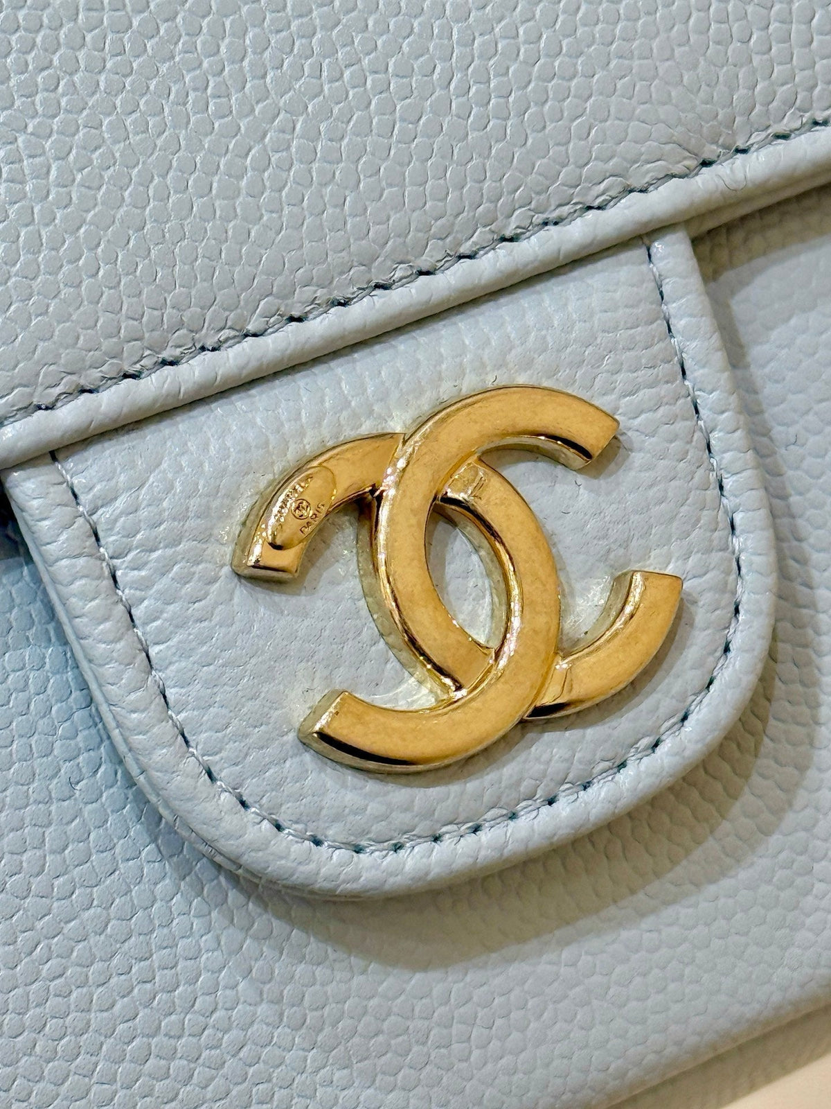 Chanel 26 Shoulder Bag 17 Light Blue Caviar Leather 349528
