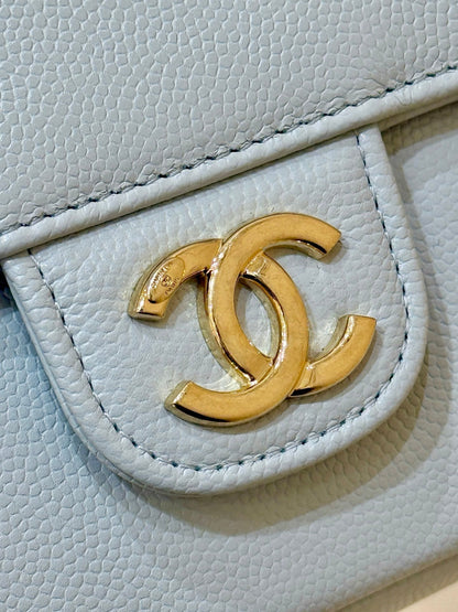 Chanel 26 Shoulder Bag 17 Light Blue Caviar Leather 349528
