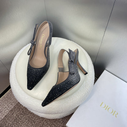 cd slingback pump 95 opaque black calfskin resin pearl