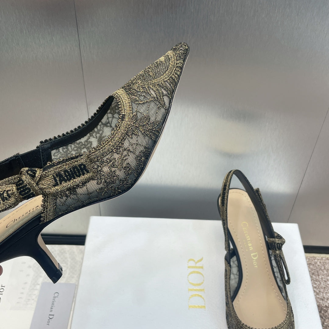 cd slingback pump 65 transparent mesh embroidered black sun motif