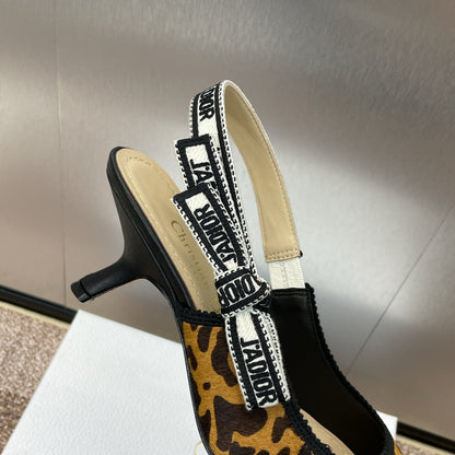 CD J'Adior Slingback Pump 95mm Leopard Print Yellow Black Nubuck Leather