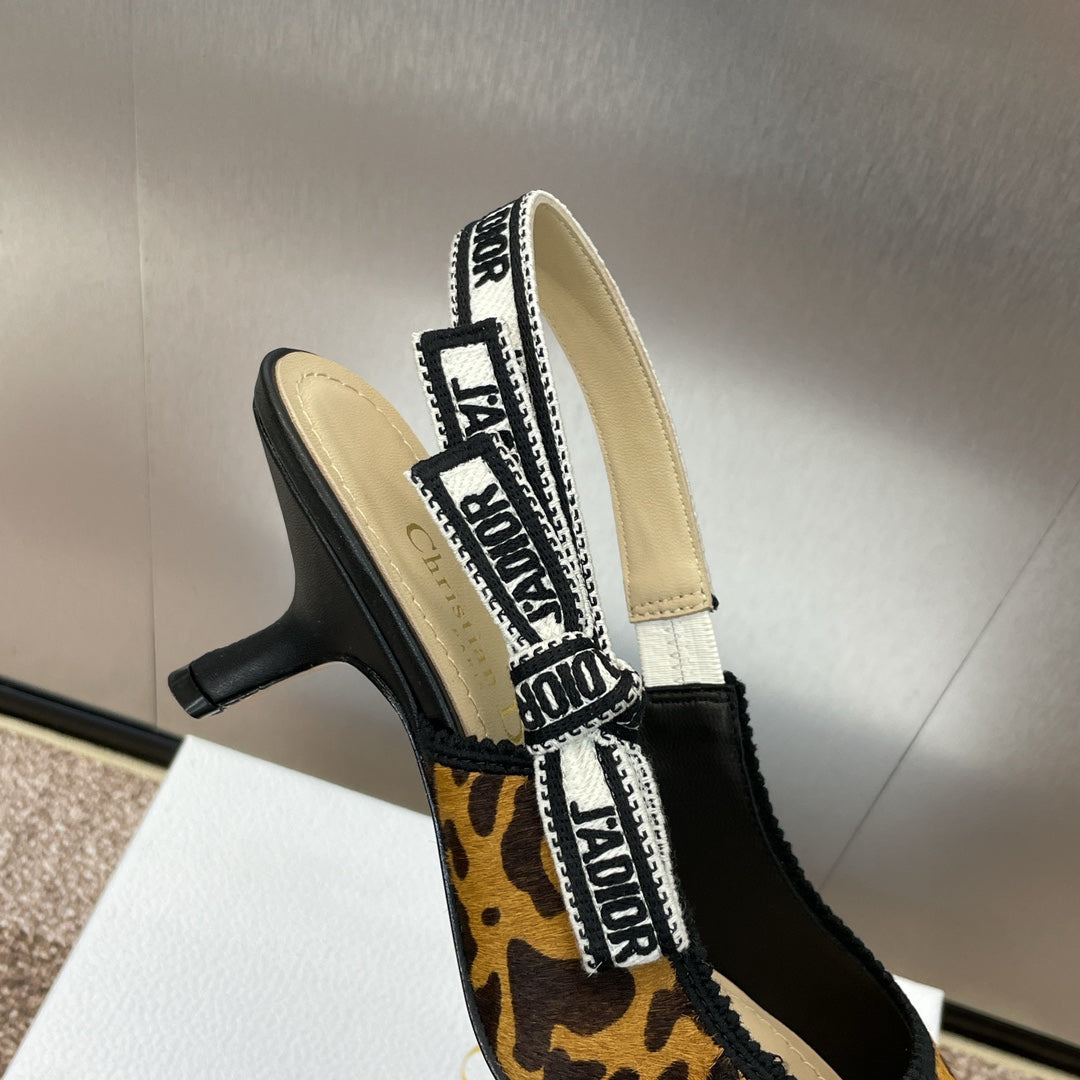 CD J'Adior Slingback Pump 65mm Leopard Print Yellow Black Nubuck Leather