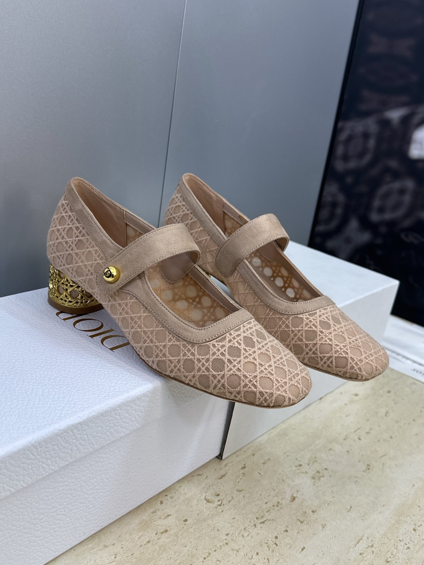 CD 26 Lolita High Heels 40 Beige Mesh Gold 633050