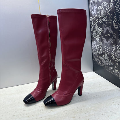 CC 26S Knee High Boots 9cm Red Lambskin Patent 118735