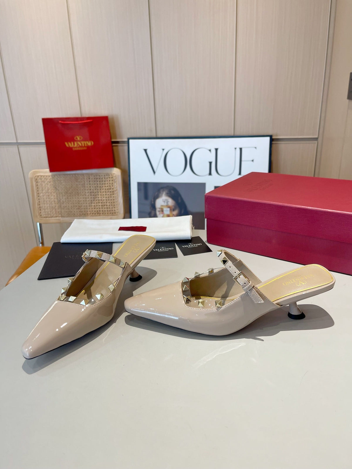 Valentino 25 Pump Mules Heels Patent Leather 239599