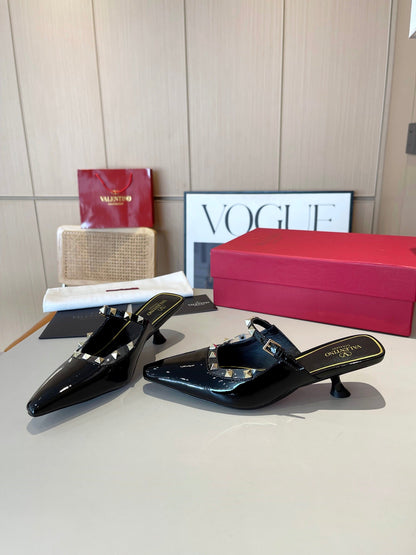 Valentino 25 Pump Mules Heels Patent Leather 239599