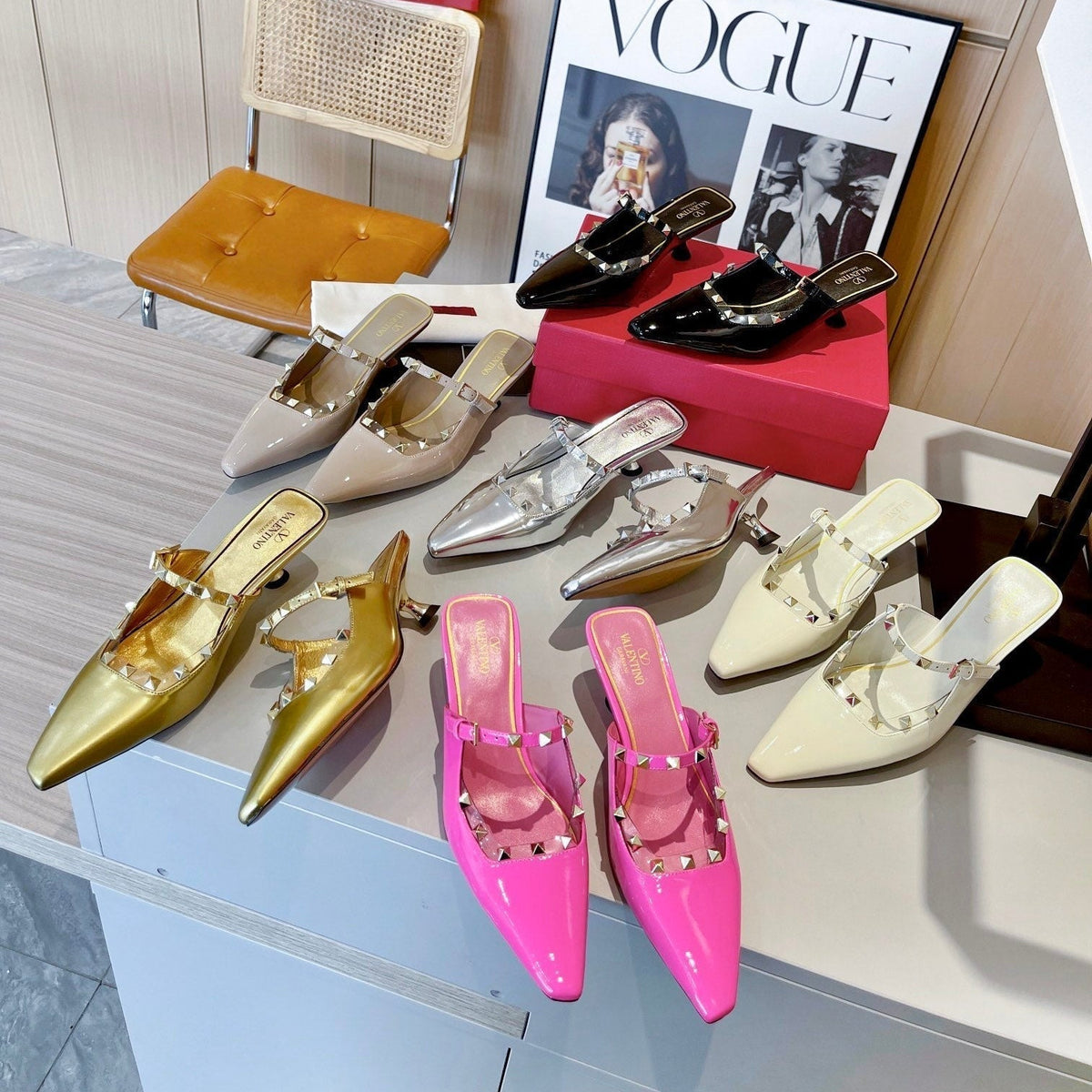 Valentino 25 Pump Mules Heels Patent Leather 239599