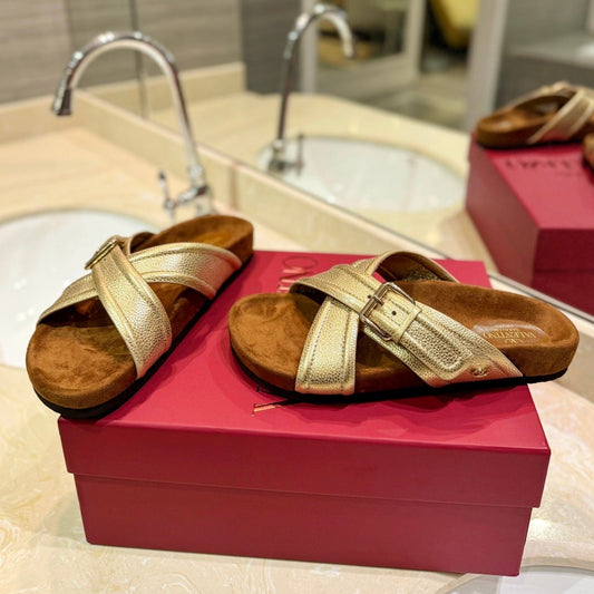 CROSSOVER - STRAP GOLD CALFSKIN SLIDE