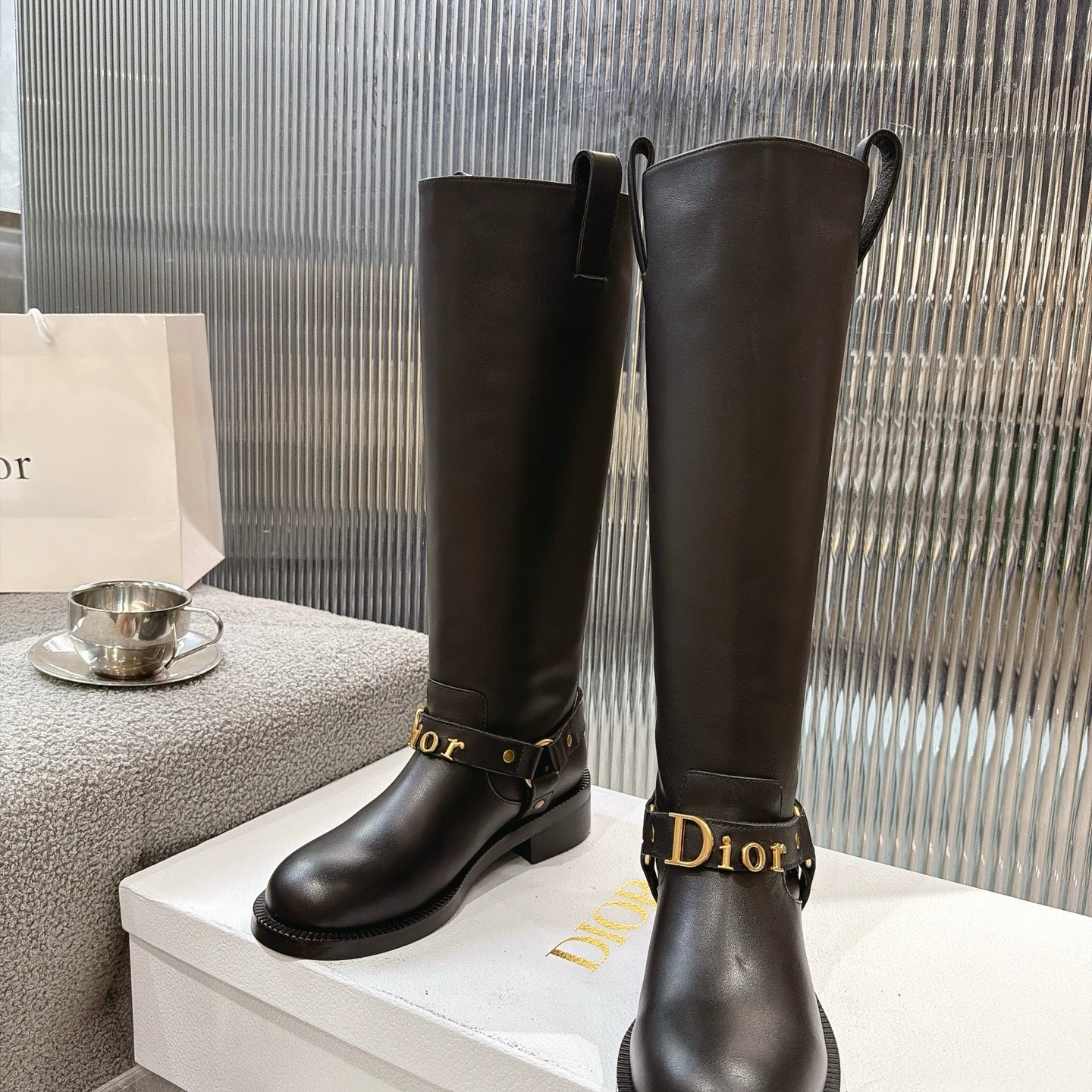 CD 26s Bolt Long Boot Black Calfskin 924107