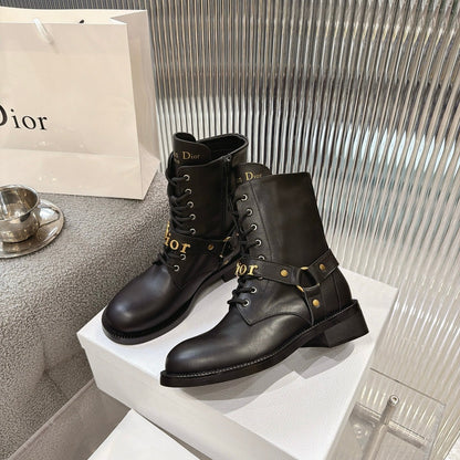 CD 26s Lace-Up Knee- Ankle Boots Black Calfskin 924101