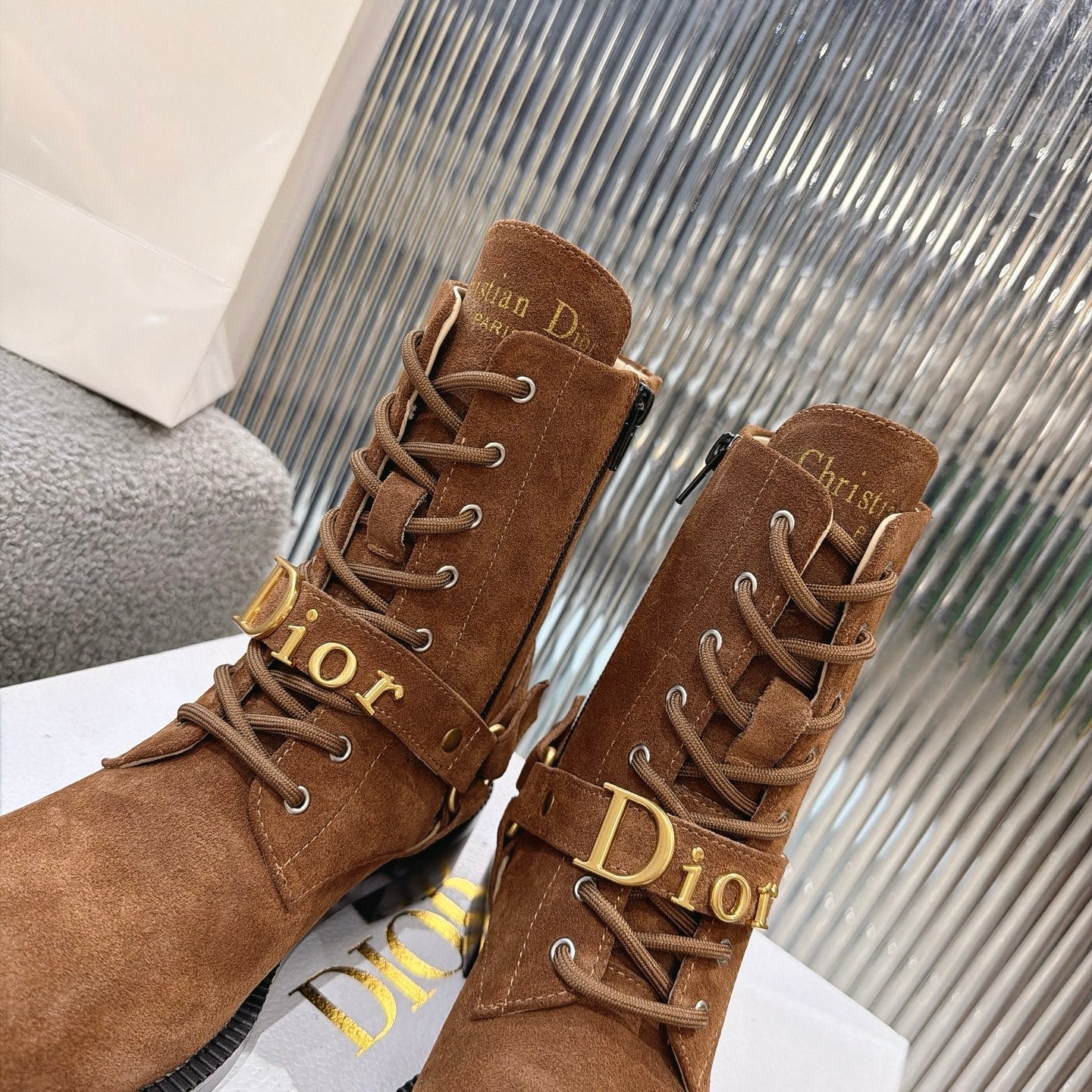 CD 26s Lace-Up Knee- Ankle Boots Brown Suede 924102