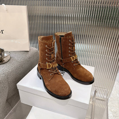 CD 26s Lace-Up Knee- Ankle Boots Brown Suede 924102