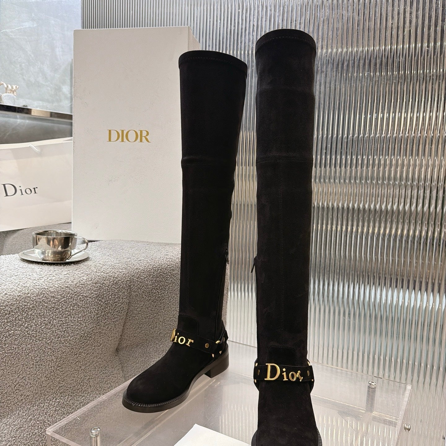 CD 26s Bolt Over-The-Knee Boot Black Suede 924098
