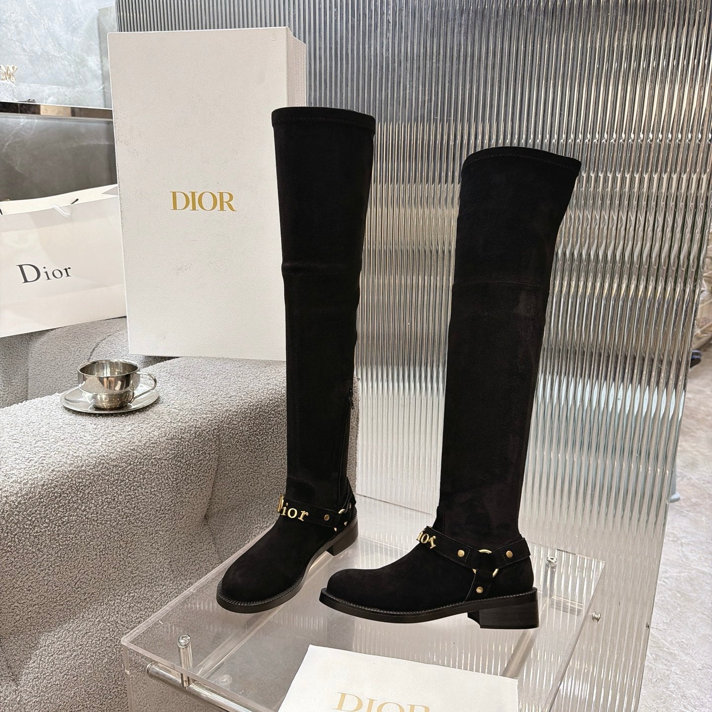 CD 26s Bolt Over-The-Knee Boot Black Suede 924098