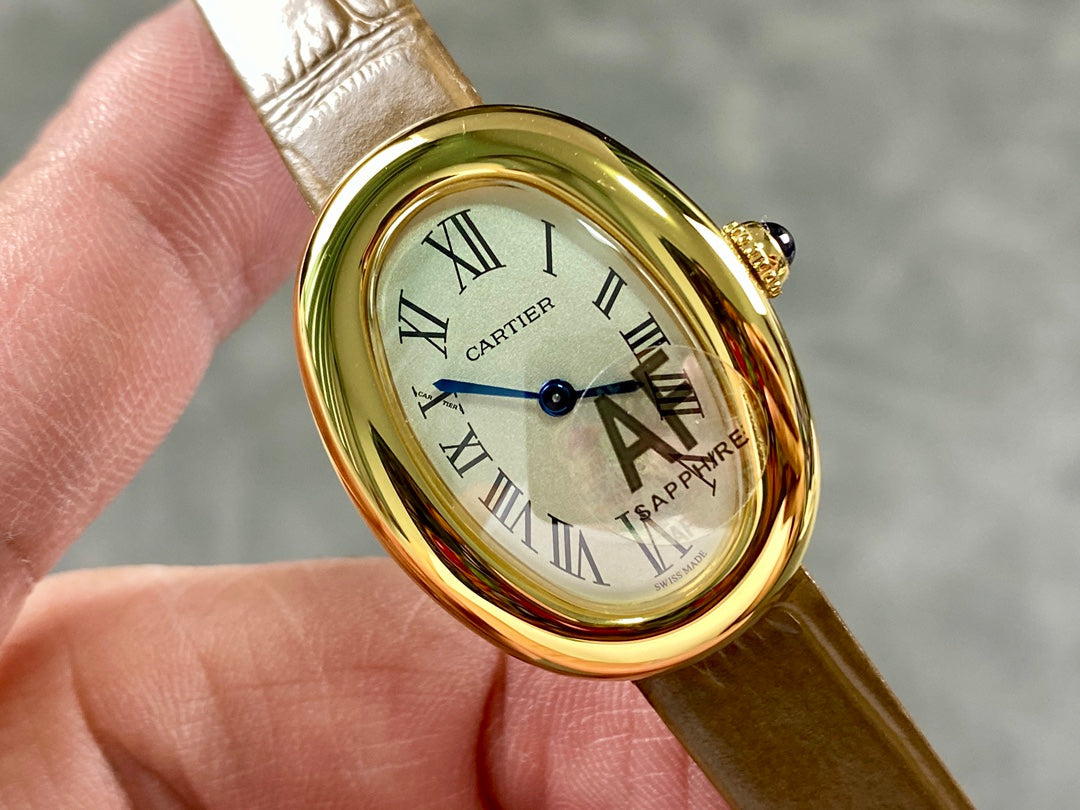 Baignoire Gold Case Brown Leather Strap