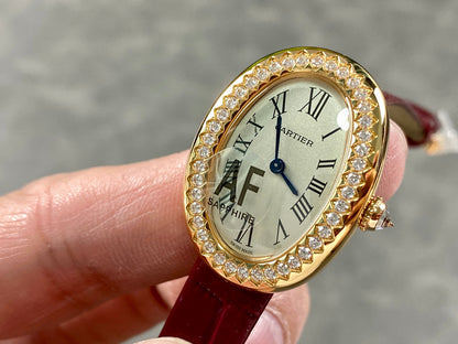Baignoire Gold Case Red Leather Strap