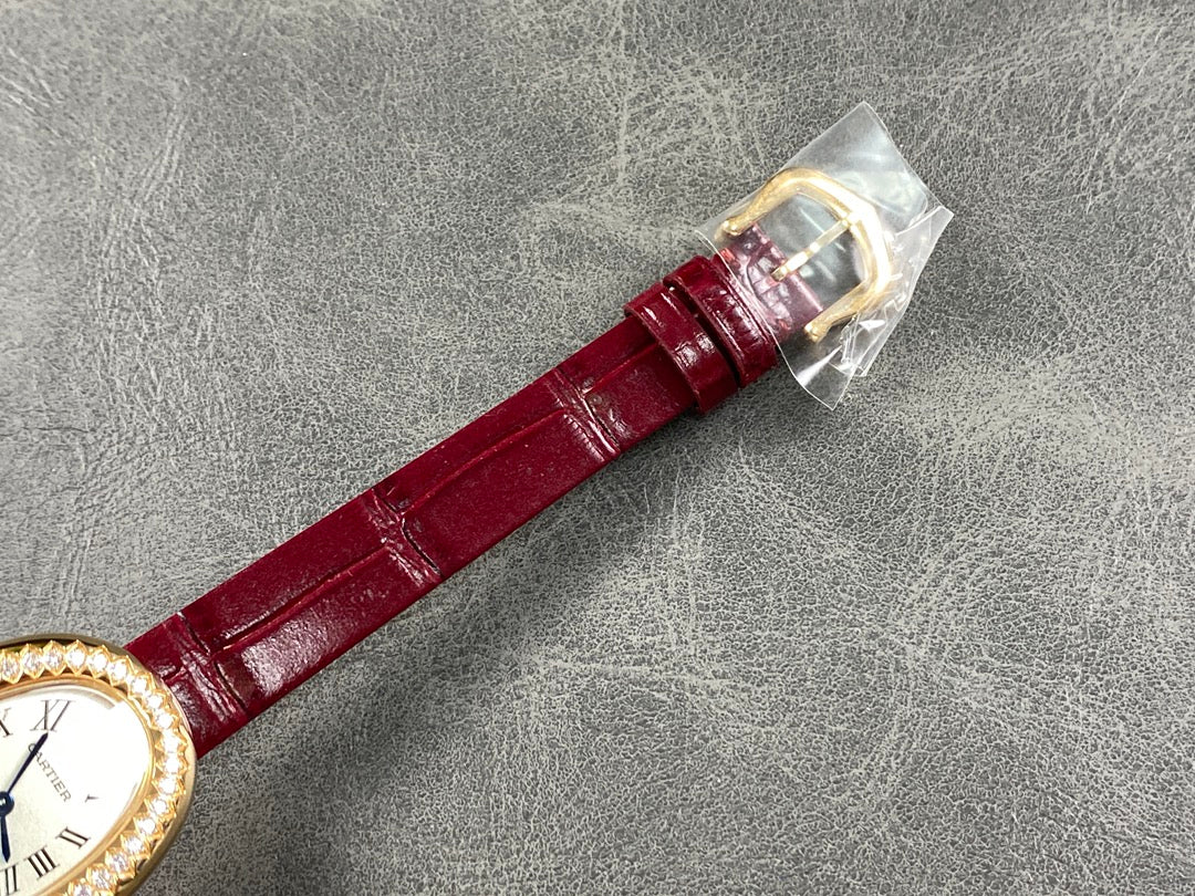 Baignoire Gold Case Red Leather Strap