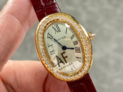 Baignoire Gold Case Red Leather Strap