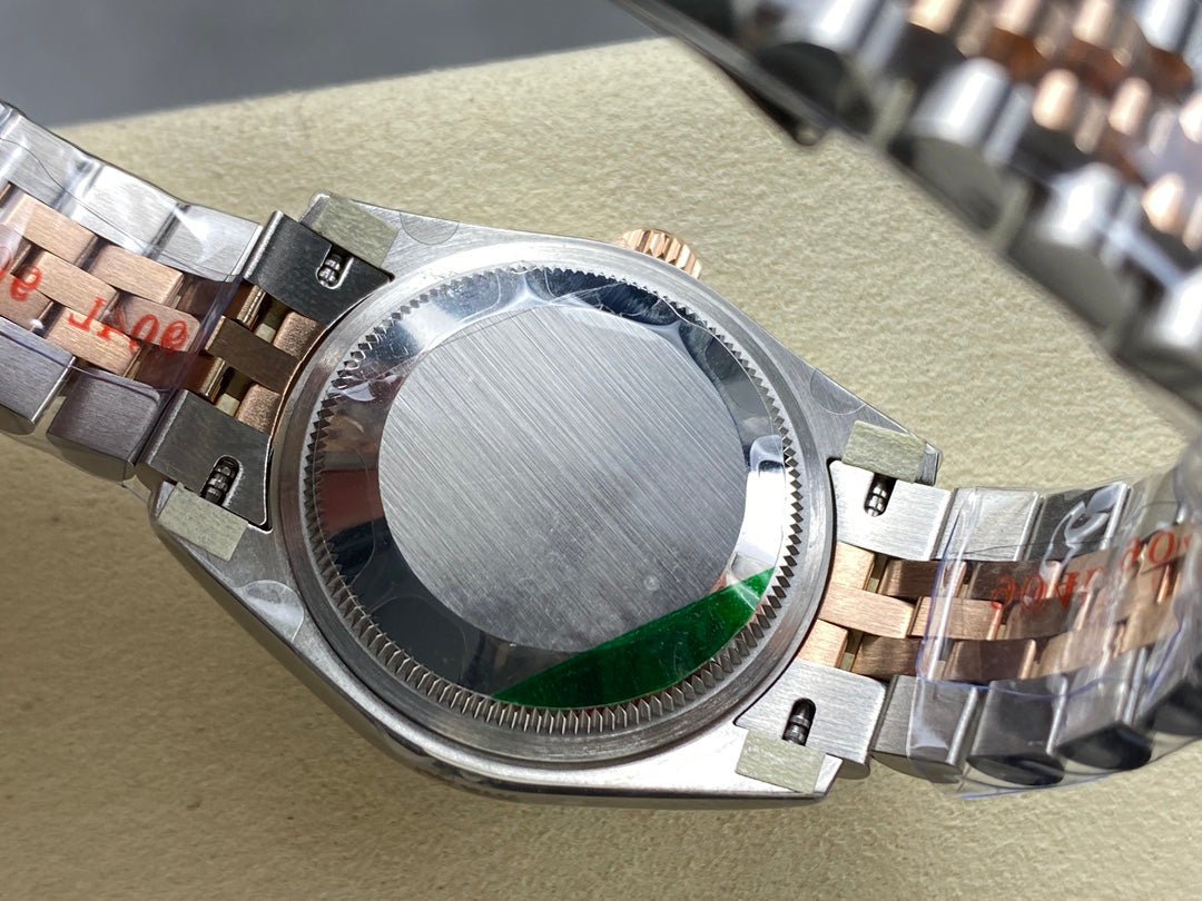Datejust 31mm Pink Gold Steel Diamond Bezel Aubergine Purple Dial