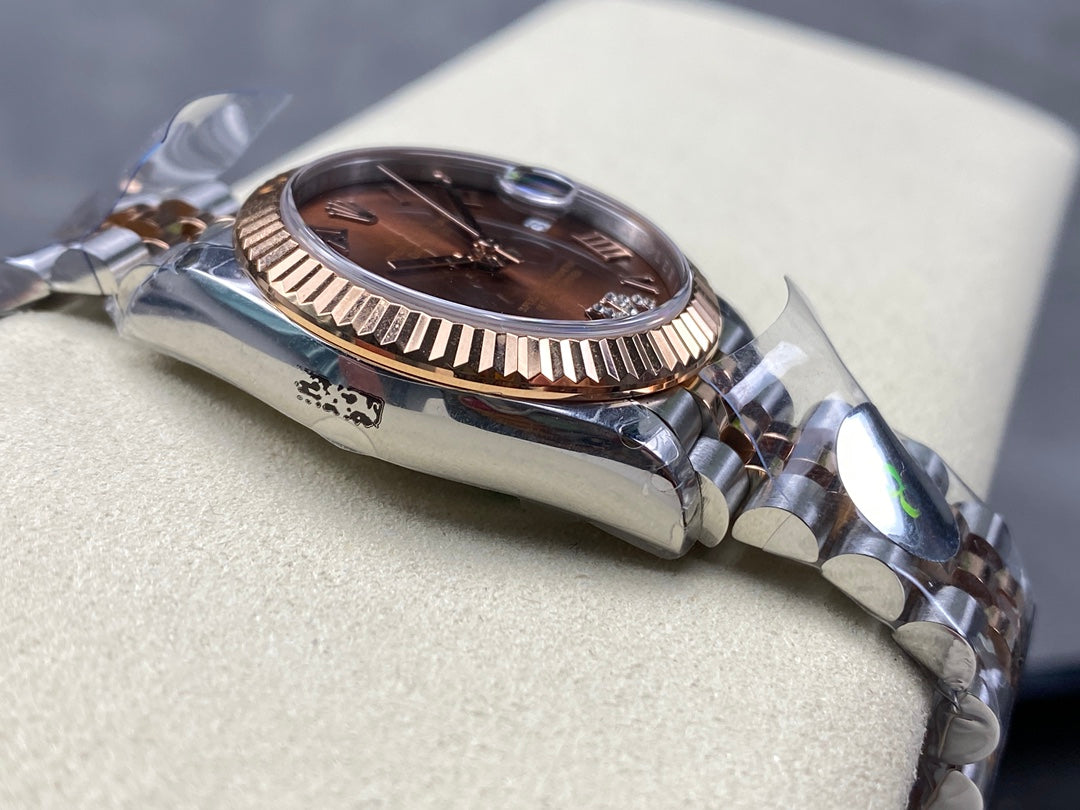 Datejust 31mm Pink Gold Steel Chocolate Dial