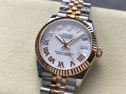 Datejust 31mm Pink Gold Steel White Dial