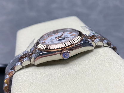 Datejust 31mm Pink Gold Steel White Dial
