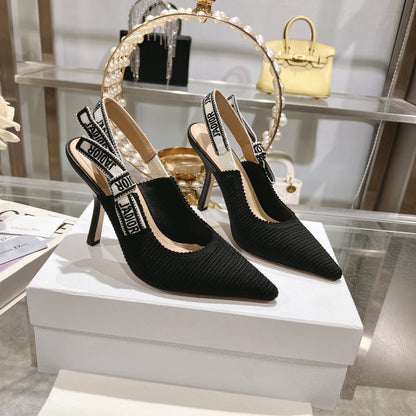 cd slingback pumps 95 black embroidered cotton ribbon