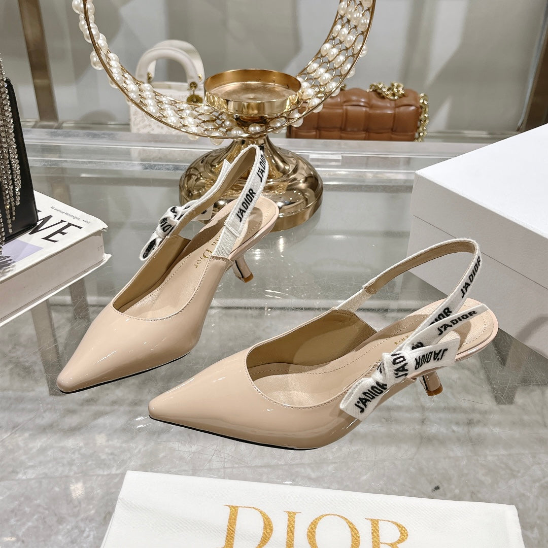 JAdior Slingback 65 Beige Patent Calfskin