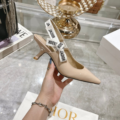 JAdior Slingback 65 Beige Patent Calfskin