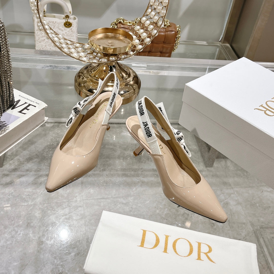 JAdior Slingback 65 Beige Patent Calfskin