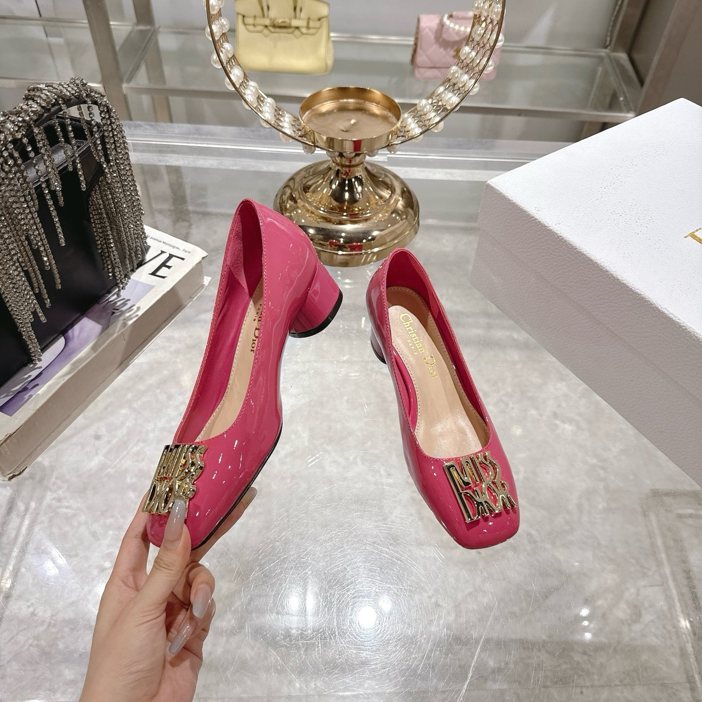 CD 25 Pump Heel Height 3cm Pink Patent Leather 393411