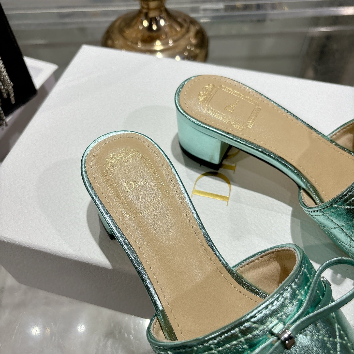 CD 26s Slippers Metallic Mint Calfskin 679867