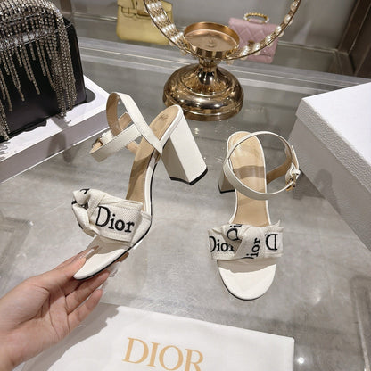 CD J'Adior Sandals White Canvas Leather 901709