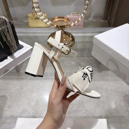 CD J'Adior Sandals White Canvas Leather 901709