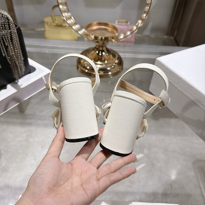 CD J'Adior Sandals White Canvas Leather 901709