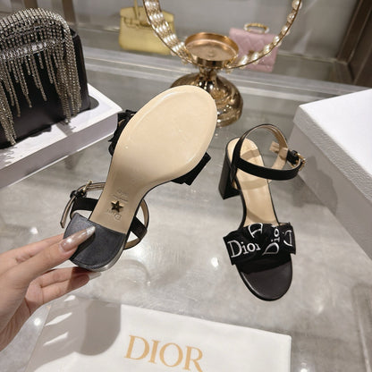 CD J'Adior Sandals Black Canvas Leather 901710