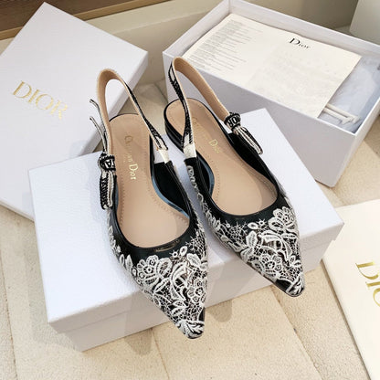 CD 26s J'Adior Jacquard Embroidered Slingback 1.5 Black Patent Leather 614927