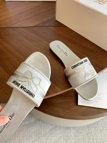 Dior 2026 Butterfly Embroidered Slipper Canvas 878189