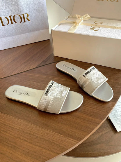 Dior 2026 Butterfly Embroidered Slipper Canvas 878189