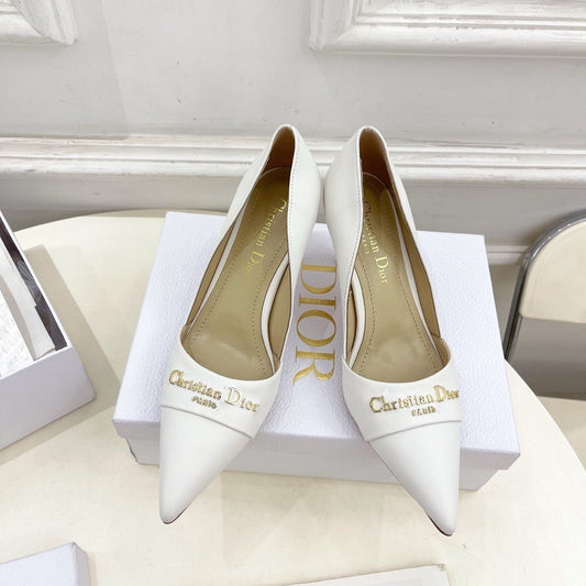 CD 25 Pump High Heels White Calfskin 307421