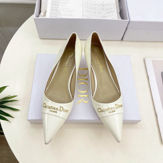 CD 25 Pump High Heels White Patent Leather 307418
