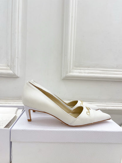CD 25 Pump High Heels White Calfskin 307421