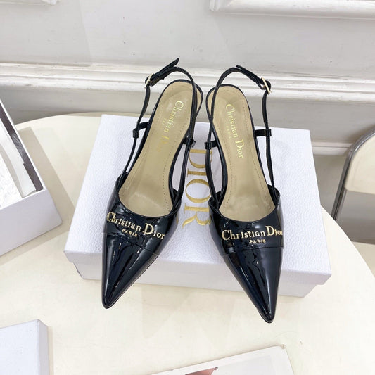 CD 25 Slingback Heel Black Patent Leather 307428