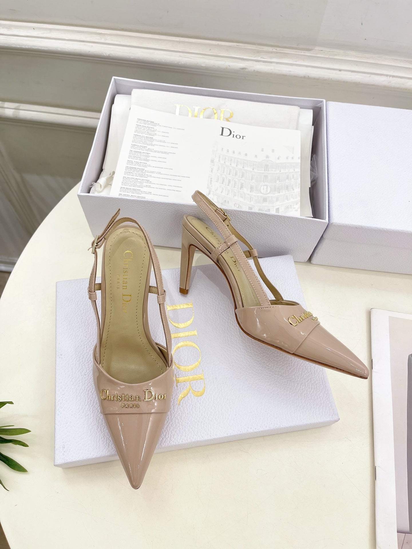 CD 25 Slingback Heel Pink Nude Patent Leather 307435