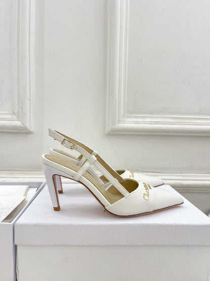 CD 25 Slingback Heel White Calfskin 307432