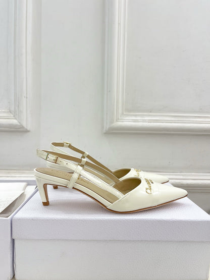 CD 25 Slingback Heel White Calfskin 307432