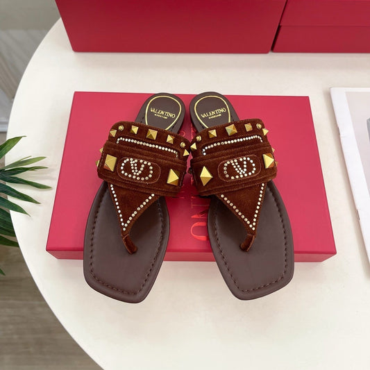 Plaster Caster Buffalo Thong Sandal Rust Suede Calfskin And Cowhide 307473