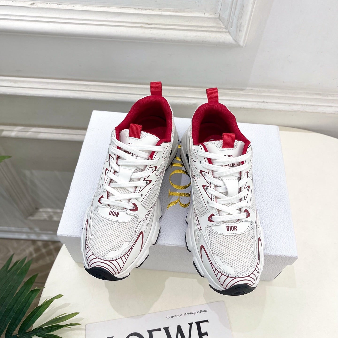 CD SS26 B30 Sneakers White Red Cowhide Mesh 631931