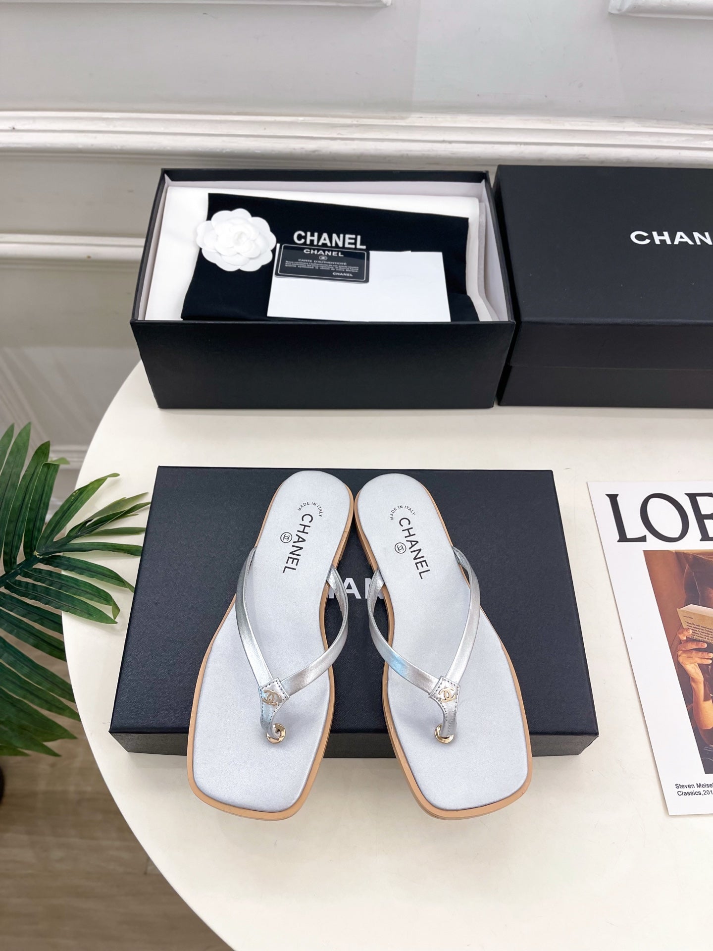 Chanel 2026 Double C Flip-Flops Leather Sheepskin 831459